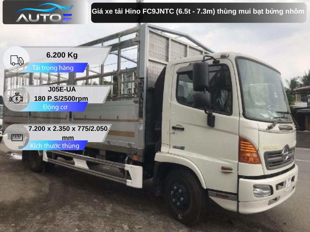 Giá xe tải Hino FC9JNTC (6.5t - 7.3m) thùng mui bạt bửng nhôm